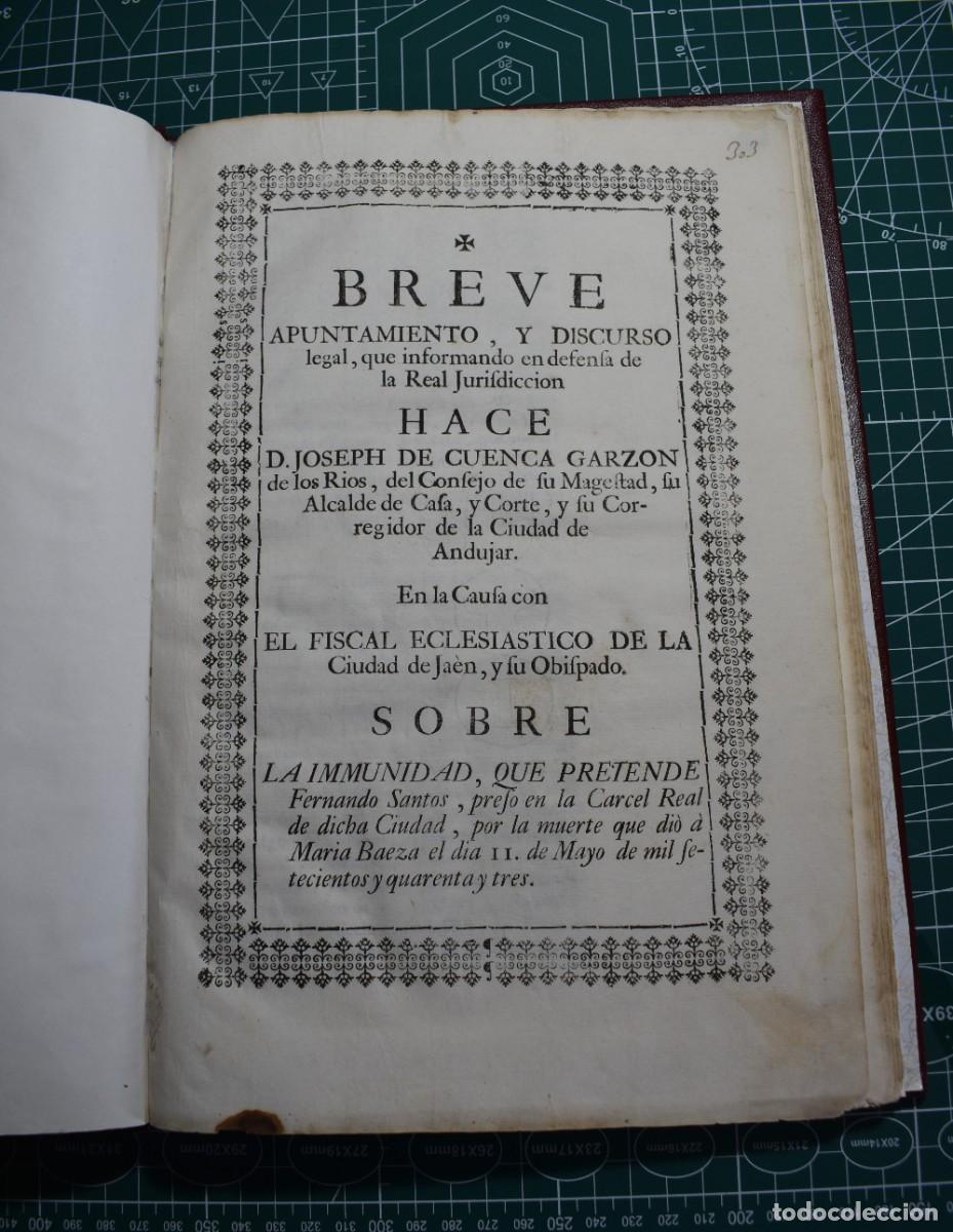 Libros antiguos: Discurso contra un asesino que pretend&iacute;a inmunidad por haberse refugiado en una iglesia (Ja&eacute;n,1743).