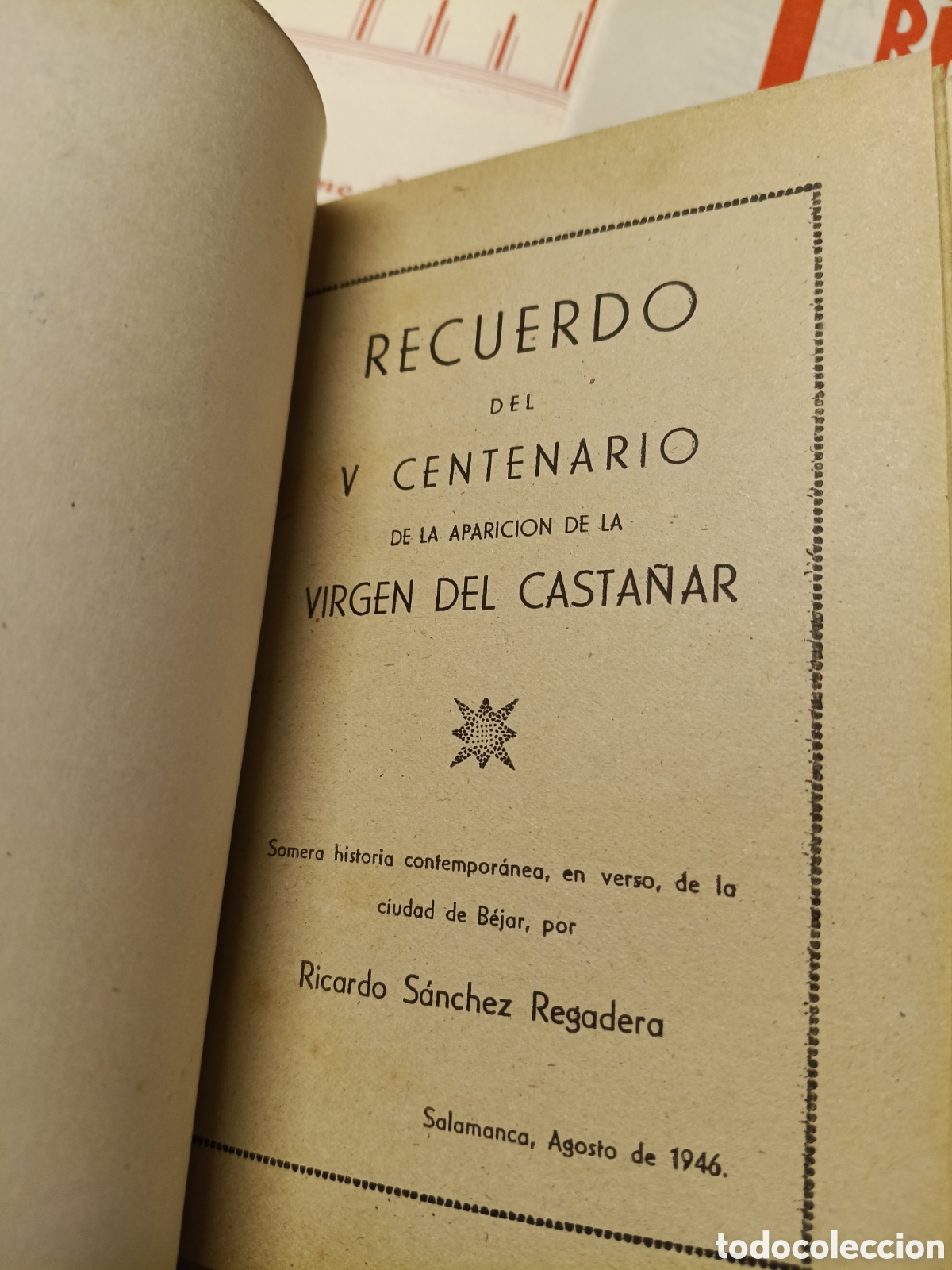 Libros antiguos: Recuerdo del V centenario de la aparici&oacute;n de la virgen del casta&ntilde;ar - Foto 3