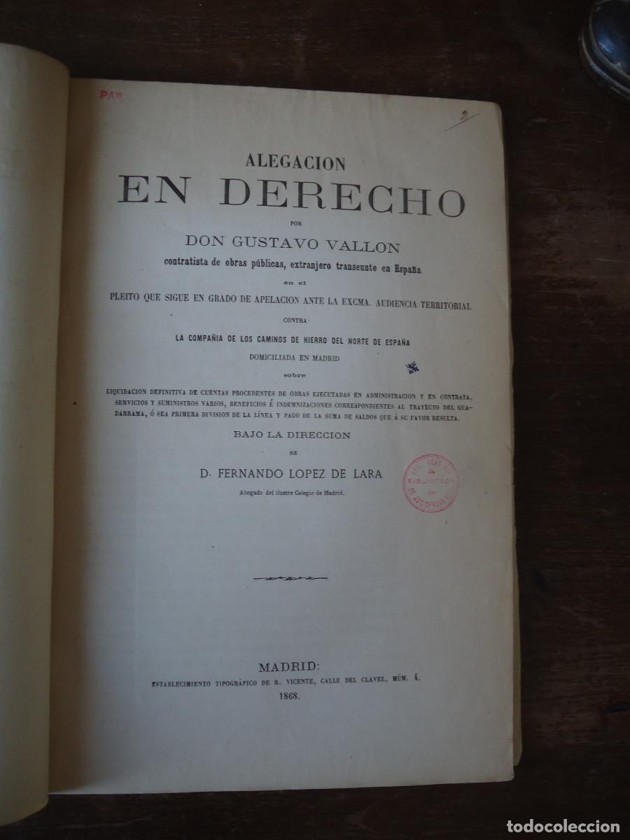 Libros antiguos: Ferrocarriles. Obras en el trayecto del Guadarrama. Gustavo Vallon. 1868. Muy curioso e interesante