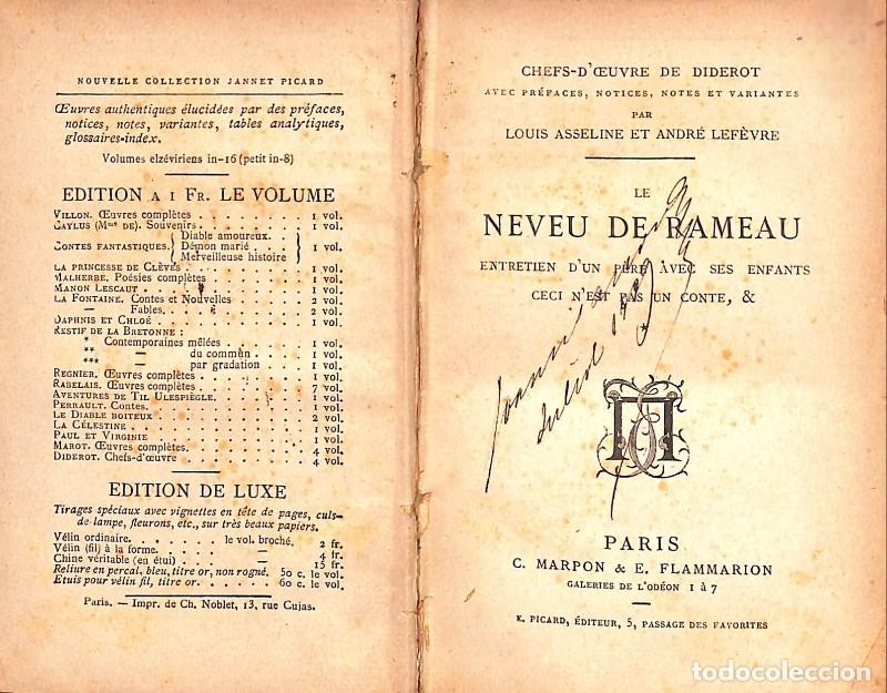 Livres anciens: Le Neveu de Rameau - Diderot - Ed. C. Marpon & E. Flammarion - Paris, 2&ordf; ed. - Chefs-d'oeuvre
