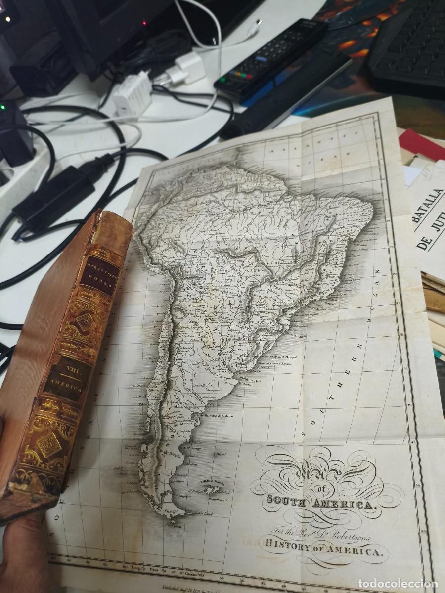 Libros antiguos: THE HISTORY OF AMERICA. WILLIAM ROBERTSON. Printed for W. Strahan; T. Cadell, 1821 + mapa. viii