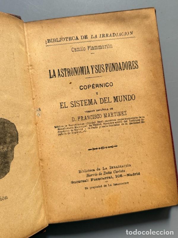 Libros antiguos: La astronom&iacute;a y sus fundadores, Camilo Flammari&oacute;n - Biblioteca de La Irradiaci&oacute;n, ca. 1900