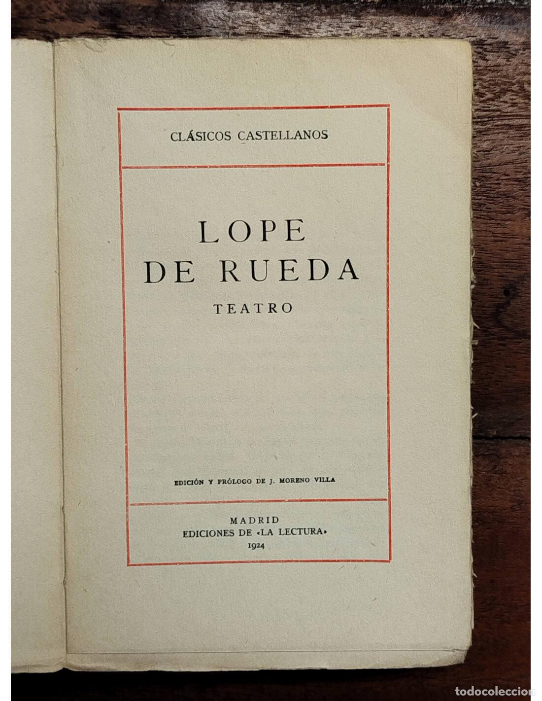 Libros antiguos: TEATRO. RUEDA, Lope de. Ediciones de La Lectura. 1924. - Foto 2