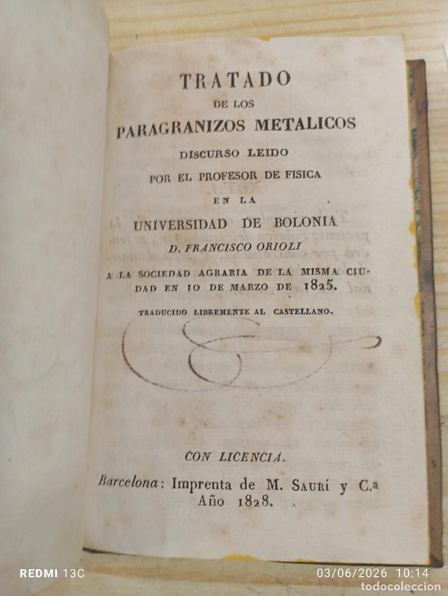 Libros antiguos: Tratado de los paragranizos