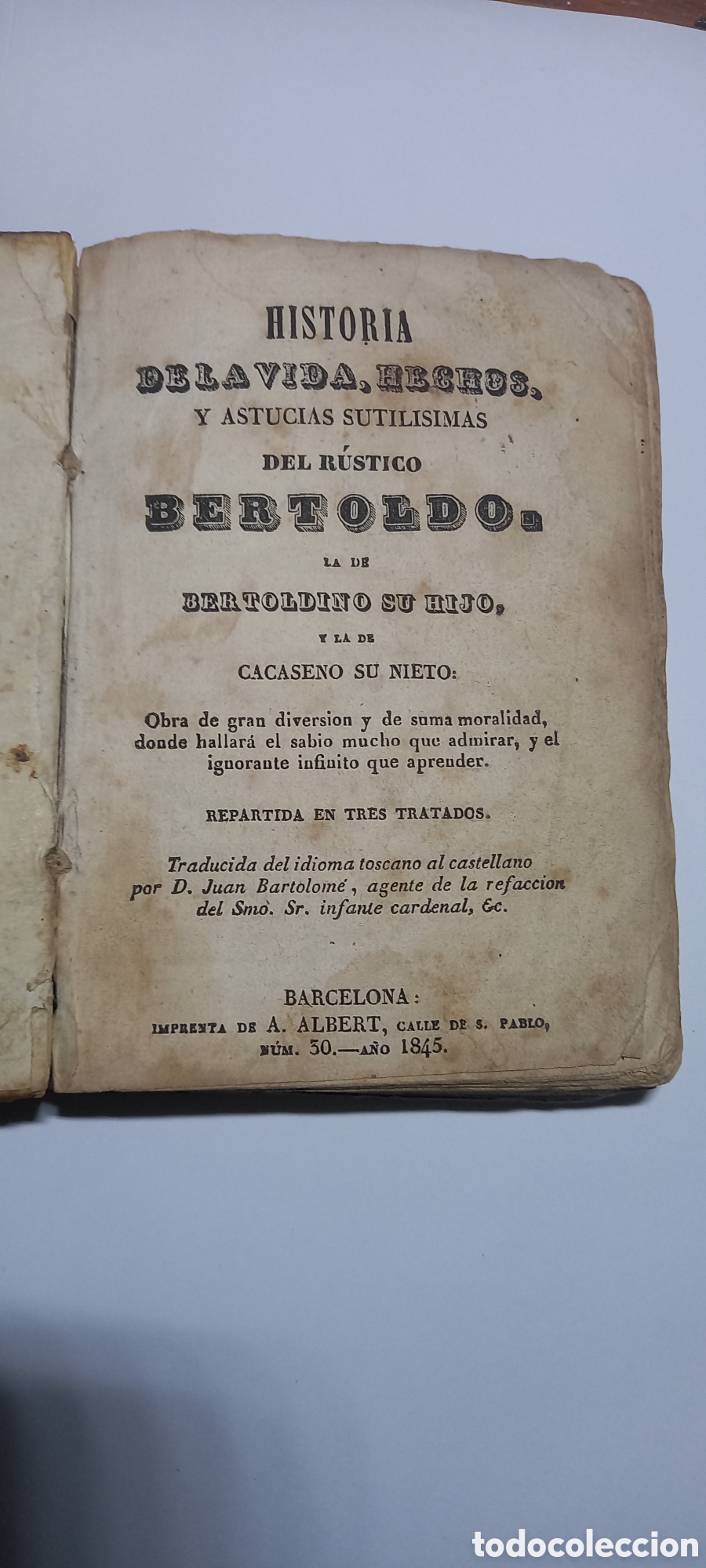 Libros antiguos: HISTORIA DE LA VIDA, HECHOS Y ASTUCIAS DEL RUSTICO BERTOLDO. 1845.