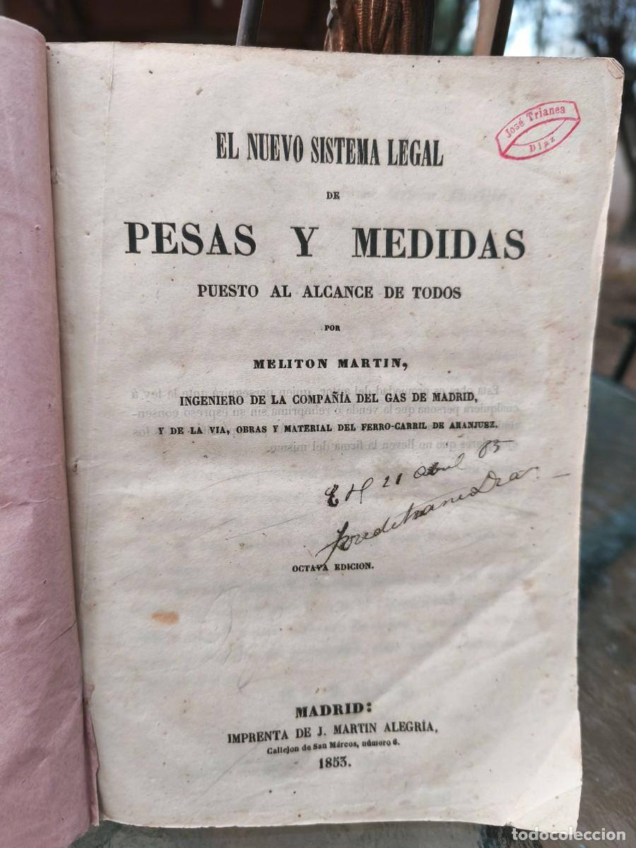 Old books: Melit&oacute;n Mart&iacute;n: El nuevo sistema legal de pesas y medidas puesto al alcance de todos, Madrid, 1853