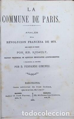Libros antiguos: La Commune de Paris. Proceso de la Commune de Paris. 2 tomos - RIGAULT - Foto 6