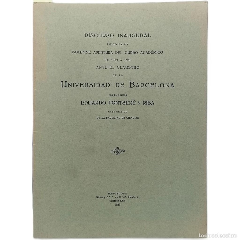 Libros antiguos: DISCURSO INAUGURAL LE&Iacute;DO EN LA SOLEMNE APERTURA DEL CURSO ACAD&Eacute;MICO DE 1929 A 1930
