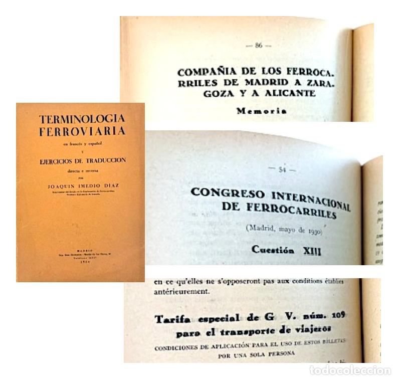 Libros antiguos: Terminolog&iacute;a ferroviaria (Rep&uacute;blica, 1934) Ferrocarriles de Madrid a Zaragoza, Alicante; Congreso de