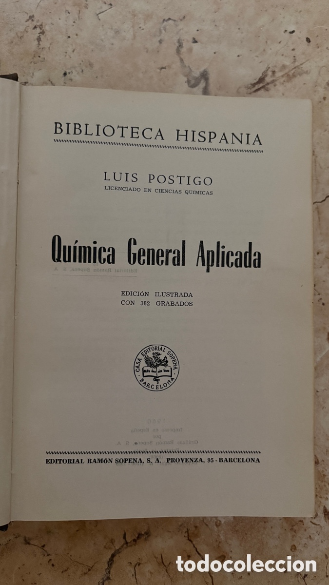 Libros antiguos: Qu&iacute;mica General Aplicada - Foto 2