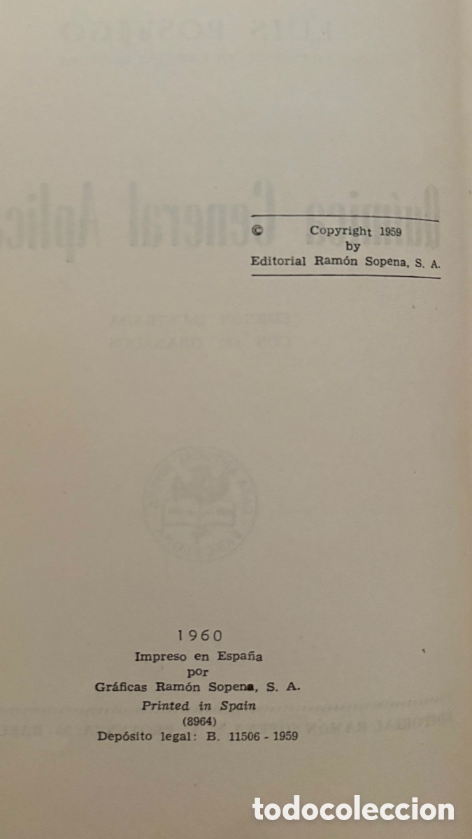 Libros antiguos: Qu&iacute;mica General Aplicada - Foto 3