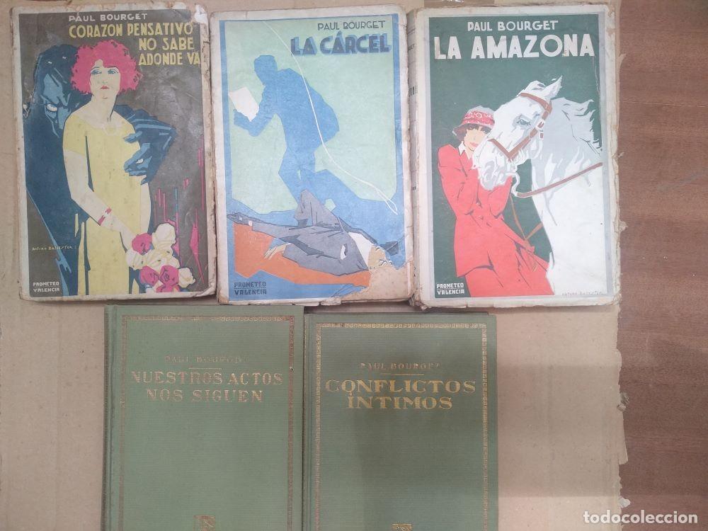 Libri antichi: lote 5 libros PAUL BOURGUET ,Prometeo , dibujo cubierta Arturo Ballester en tres