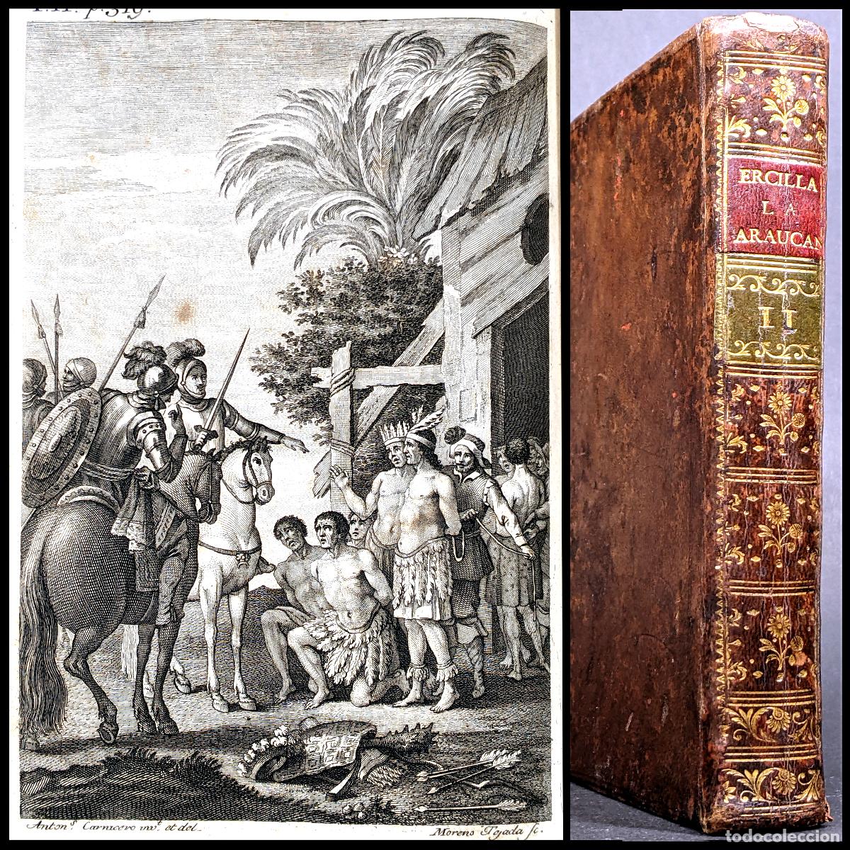 Old books: A&ntilde;o 1776 La rebeli&oacute;n de los ind&iacute;genas mapuches Am&eacute;rica Indias La Araunaca Ercilla Sancha Grabados