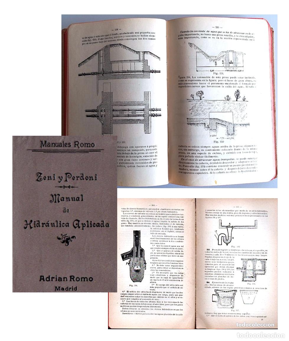 Libros antiguos: Hidra&uacute;lica Aplicada. (Zeni y Perdoni 1914 655 p&aacute;gs. Tela editorial. Ilustraciones.