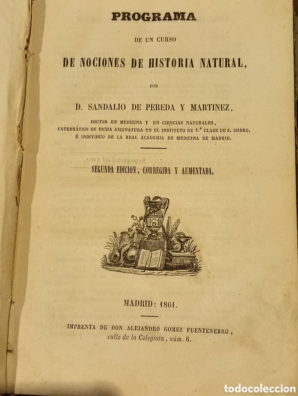 Libros antiguos: Programa de un curso de nociones de historia natural 1861 - Foto 2