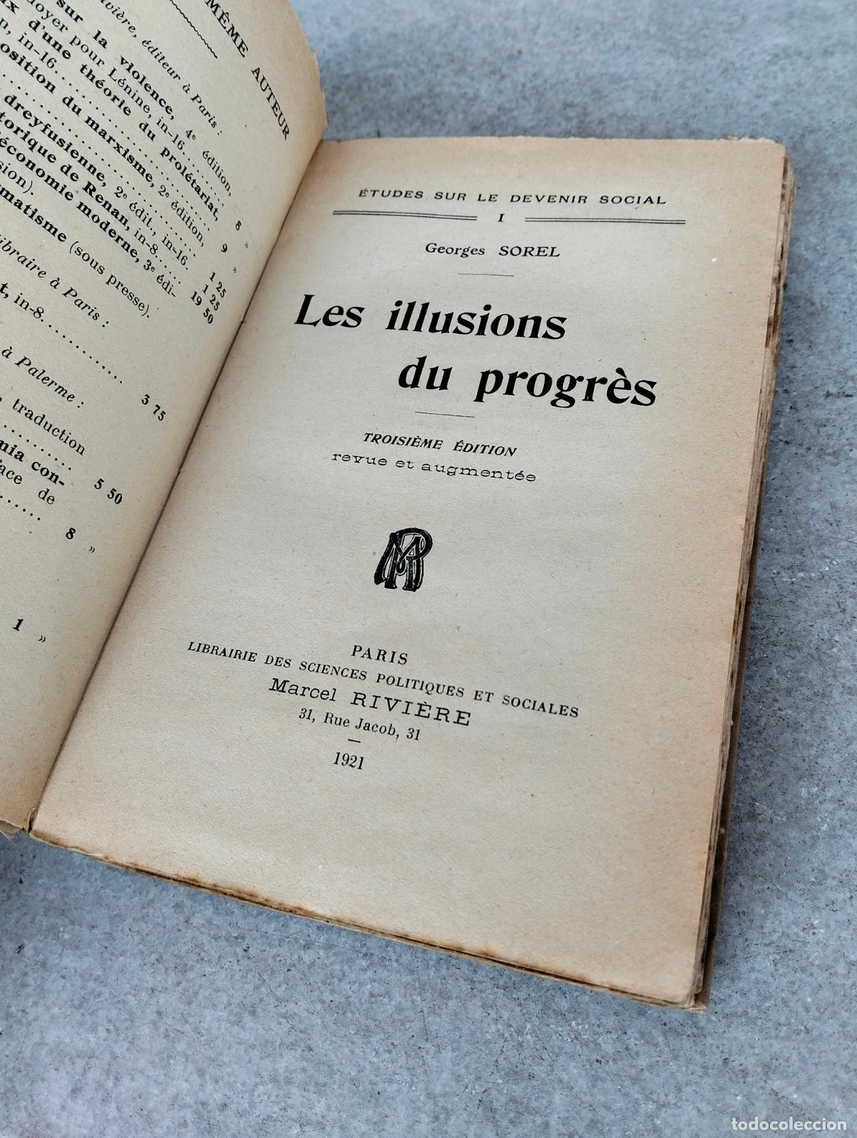 Libros antiguos: Les illusions du progr&egrave;s Georges Sorel 1921 libro en franc&eacute;s antiguo - Foto 4