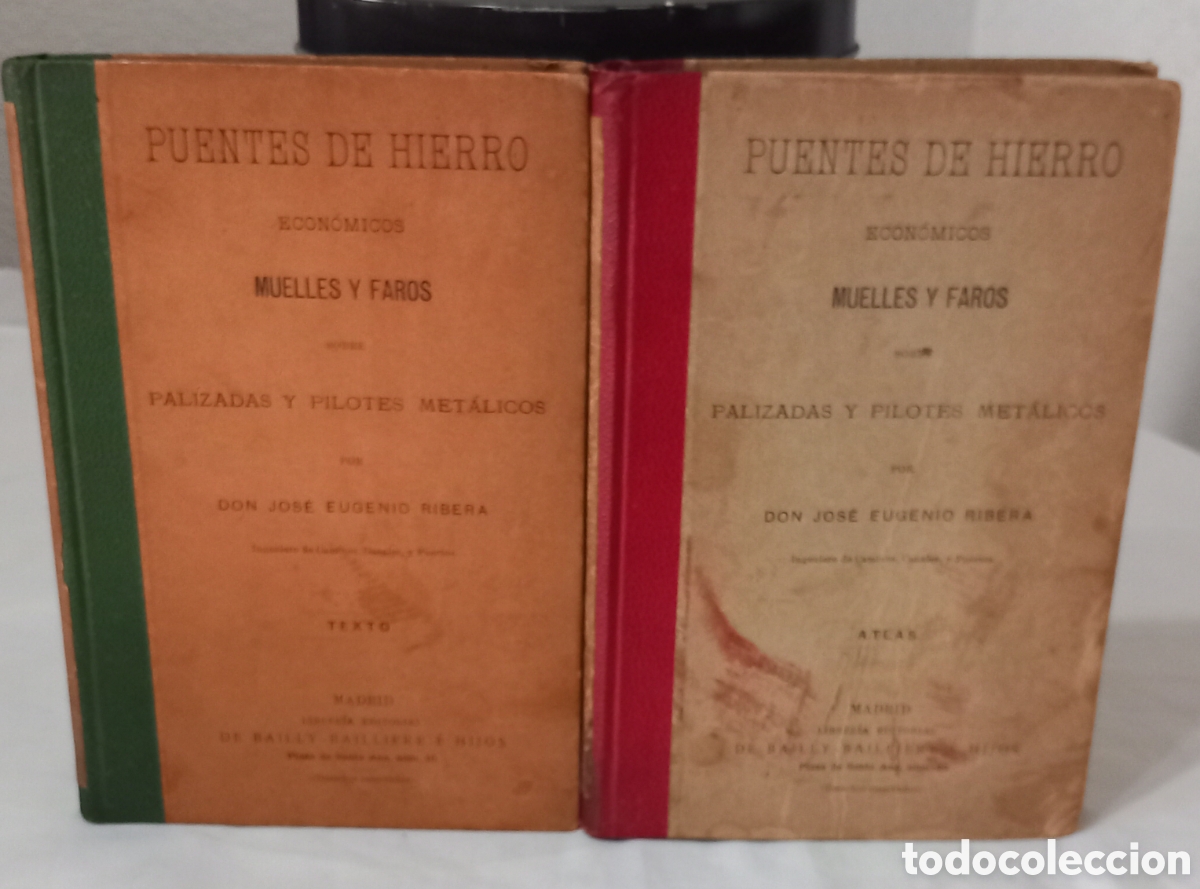 Antiquarische B&uuml;cher: A&Ntilde;O 1897**PUENTES de HIERRO ECON&Oacute;MICOS MUELLES y FAROS /ATLAS y TEXTO(Don JOSE EUGENIO RIBERA)