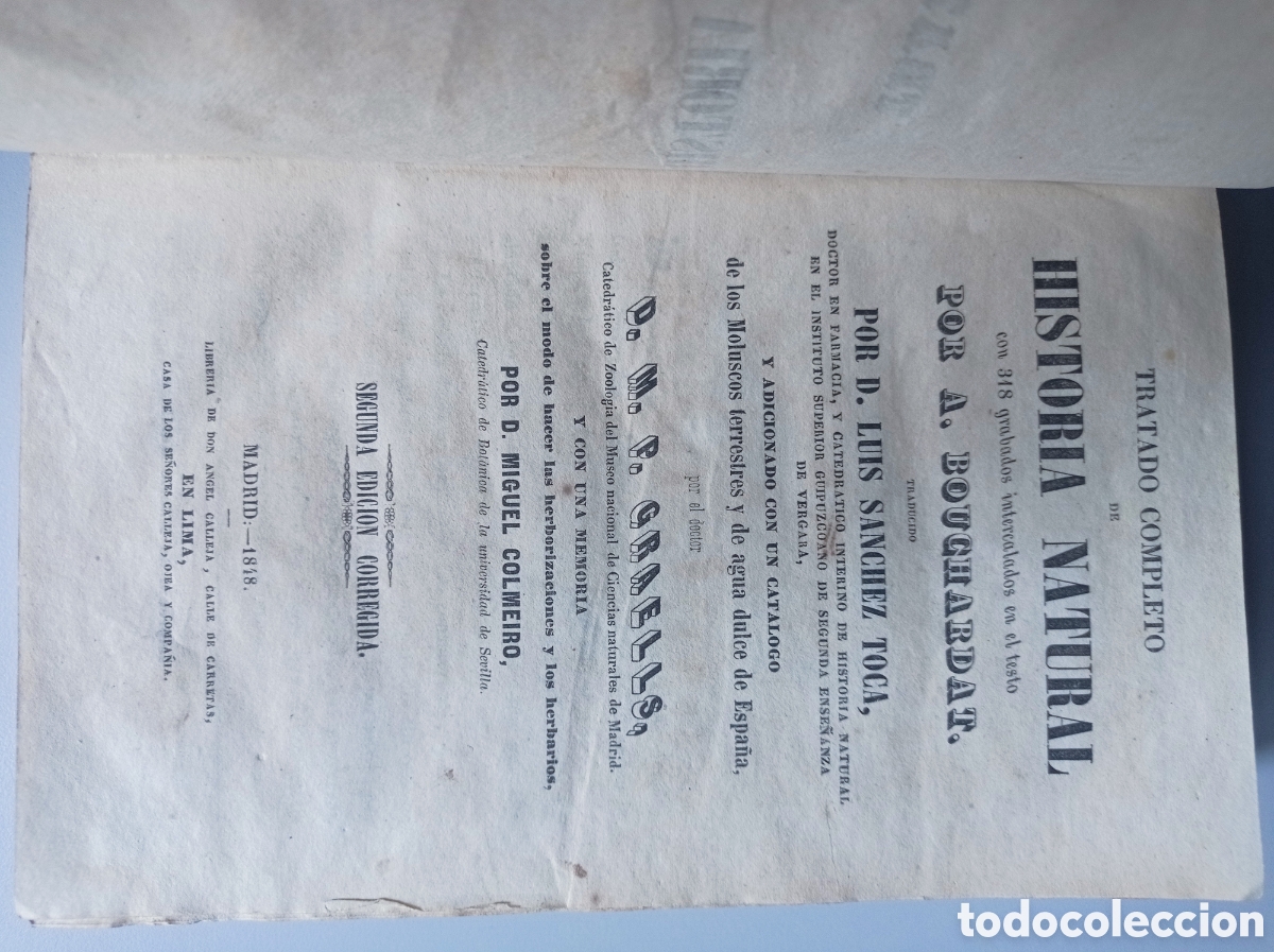Libros antiguos: TRATADO COMPLETO DE HISTORIA NATURAL. BOUCHARDAT. MADRID. 1848.