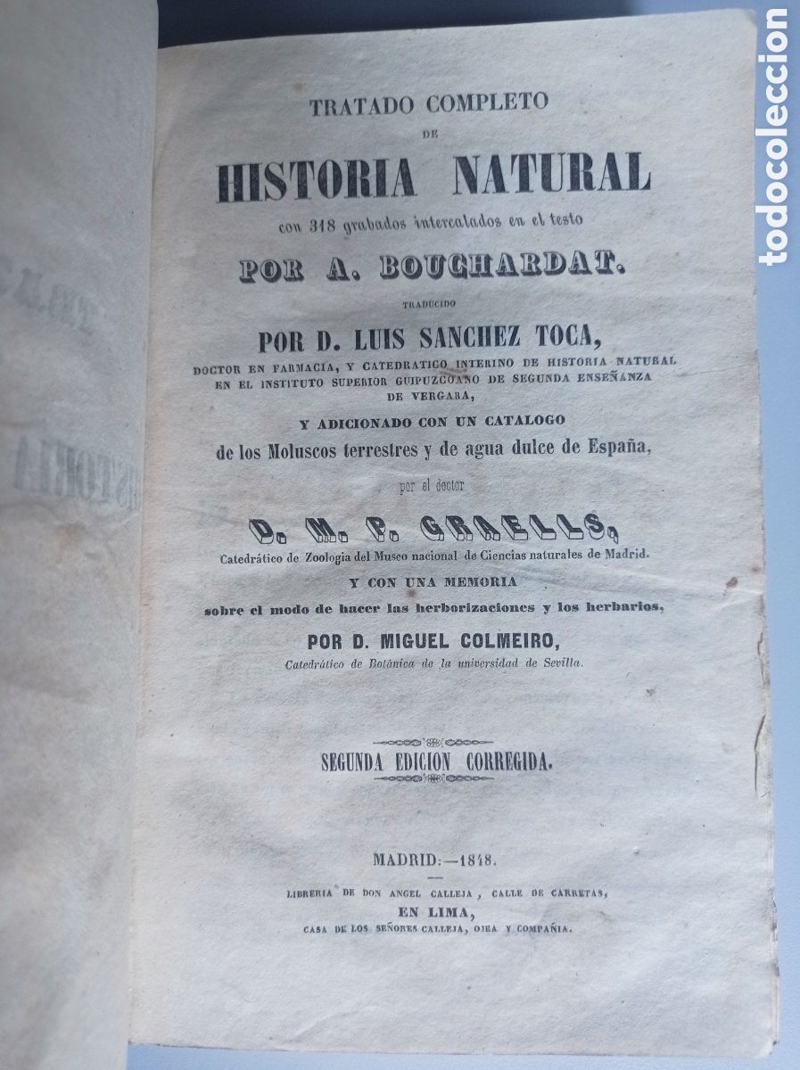 Libros antiguos: TRATADO COMPLETO DE HISTORIA NATURAL. BOUCHARDAT. MADRID. 1848.