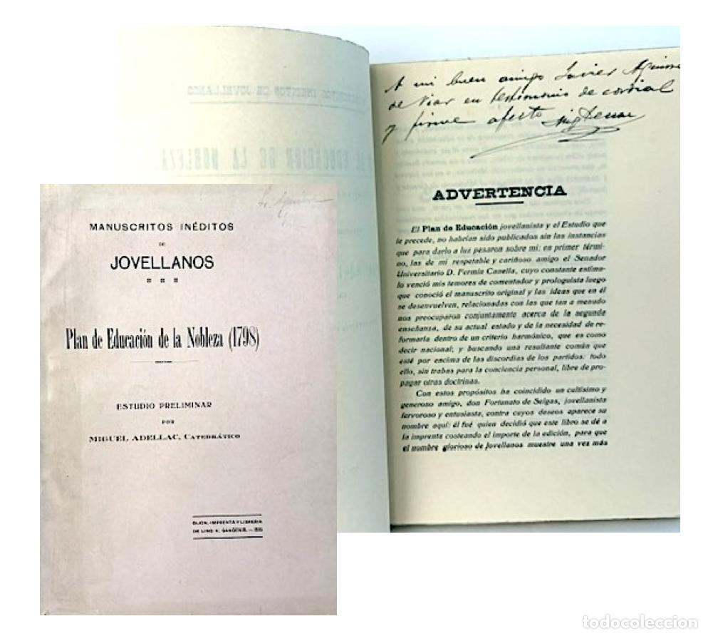 Antiquarische B&uuml;cher: Jovellanos : Plan de Educaci&oacute;n de la Nobleza (1798) con aut&oacute;grafo de Adellac.