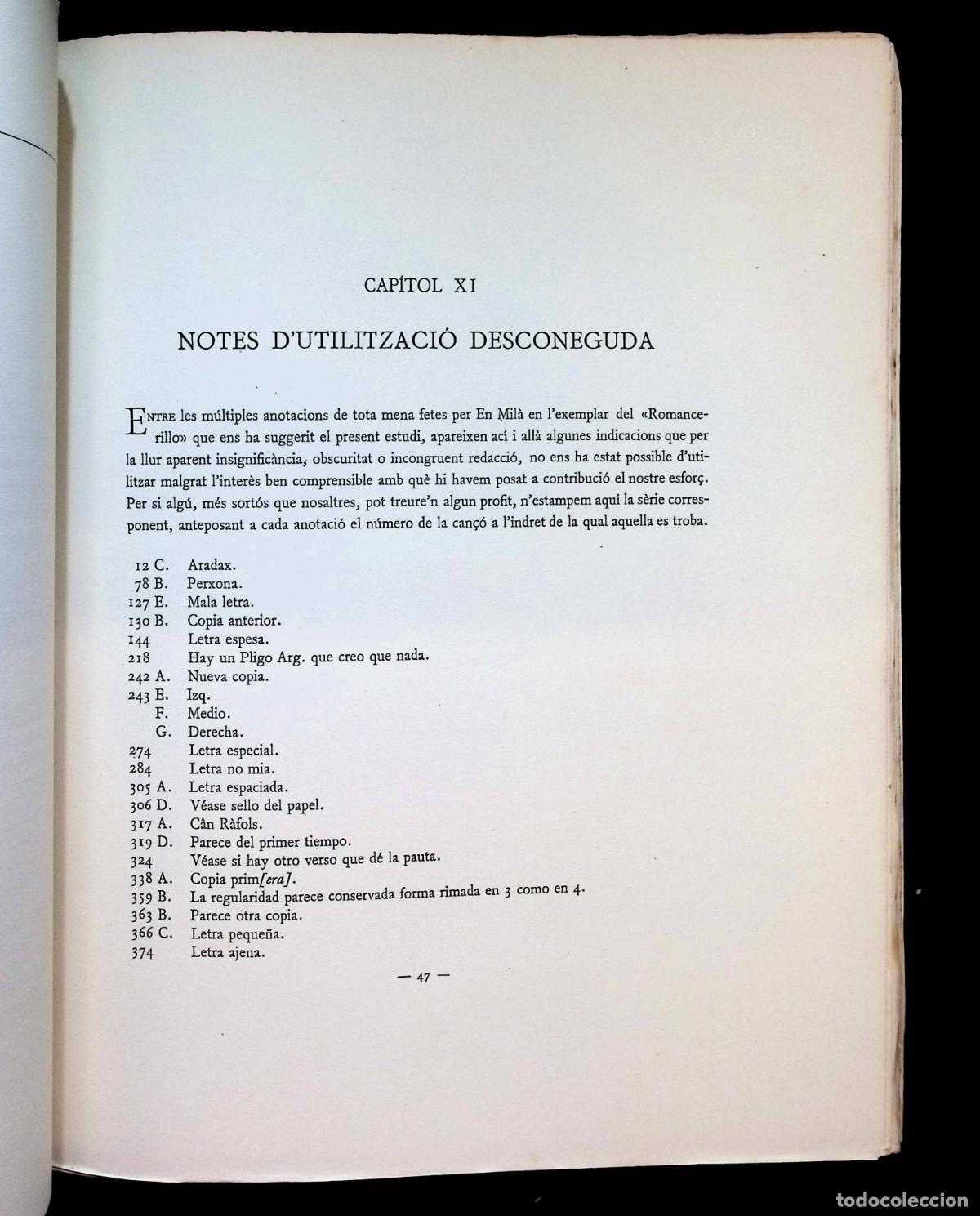 Libros antiguos: OBSERVACIONS, AP&Egrave;NDIXS I NOTES AL ROMANCERILLO CATAL&Aacute;N DE MANUEL MIL&Agrave; I FONTANALS. - Foto 5
