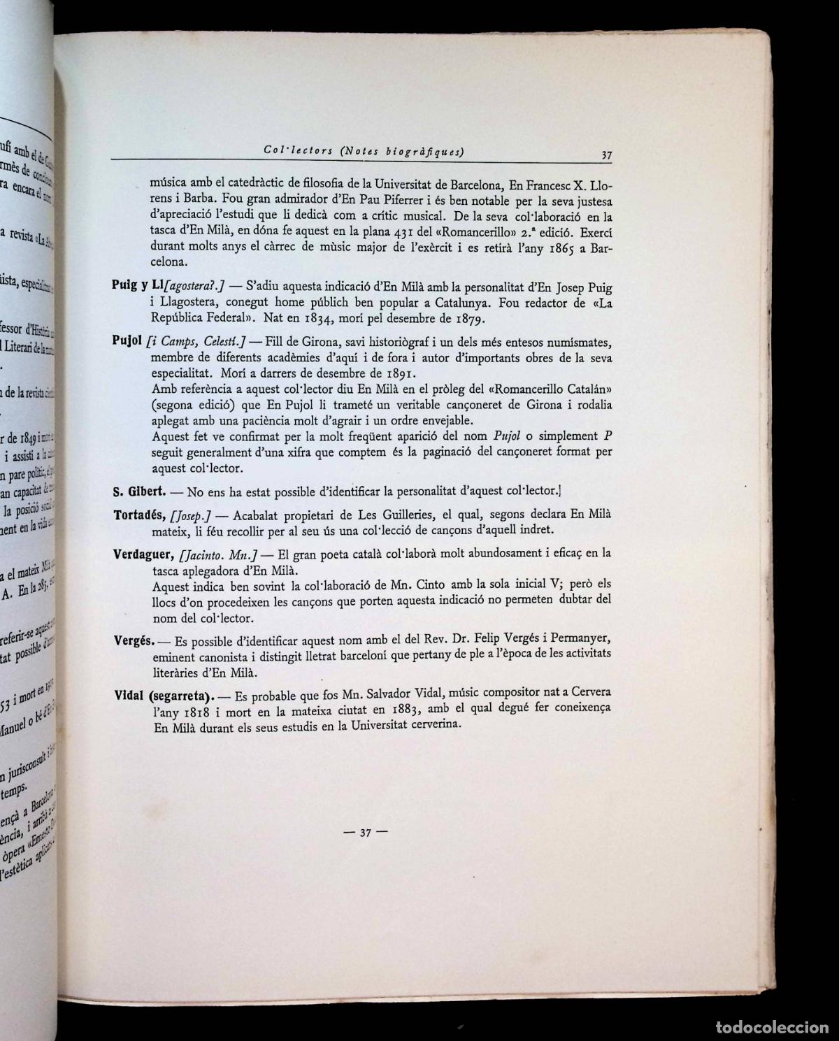 Libros antiguos: OBSERVACIONS, AP&Egrave;NDIXS I NOTES AL ROMANCERILLO CATAL&Aacute;N DE MANUEL MIL&Agrave; I FONTANALS. - Foto 6
