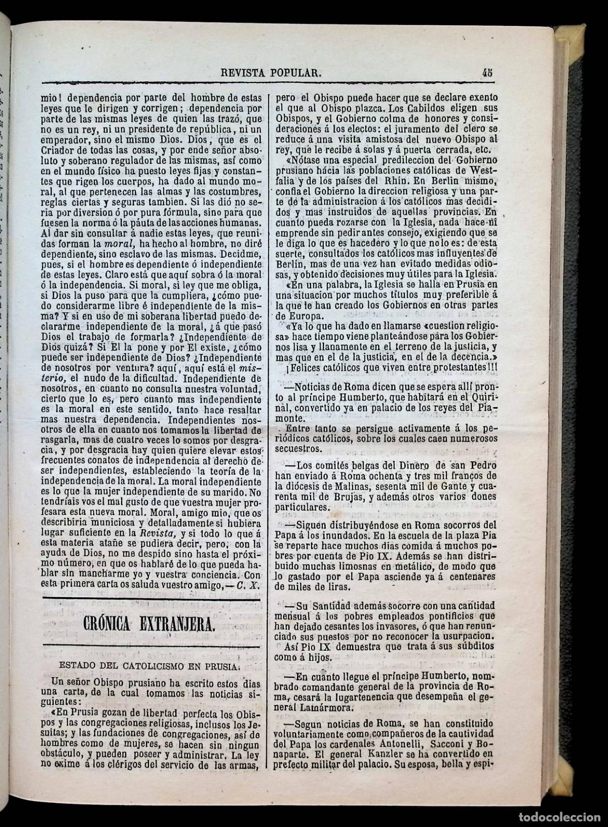 Libros antiguos: REVISTA POPULAR. A&Ntilde;O 1871 COMPLETO. - Foto 2