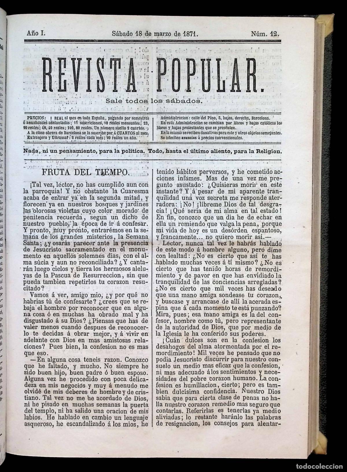 Libros antiguos: REVISTA POPULAR. A&Ntilde;O 1871 COMPLETO. - Foto 3