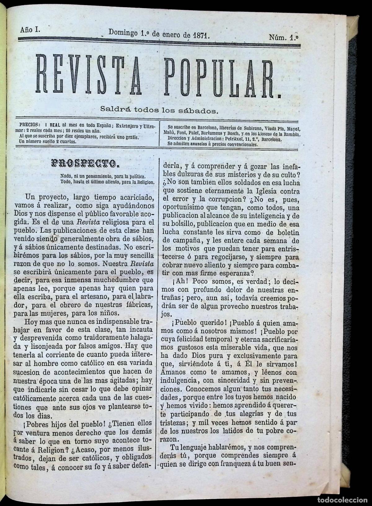 Libros antiguos: REVISTA POPULAR. A&Ntilde;O 1871 COMPLETO. - Foto 1