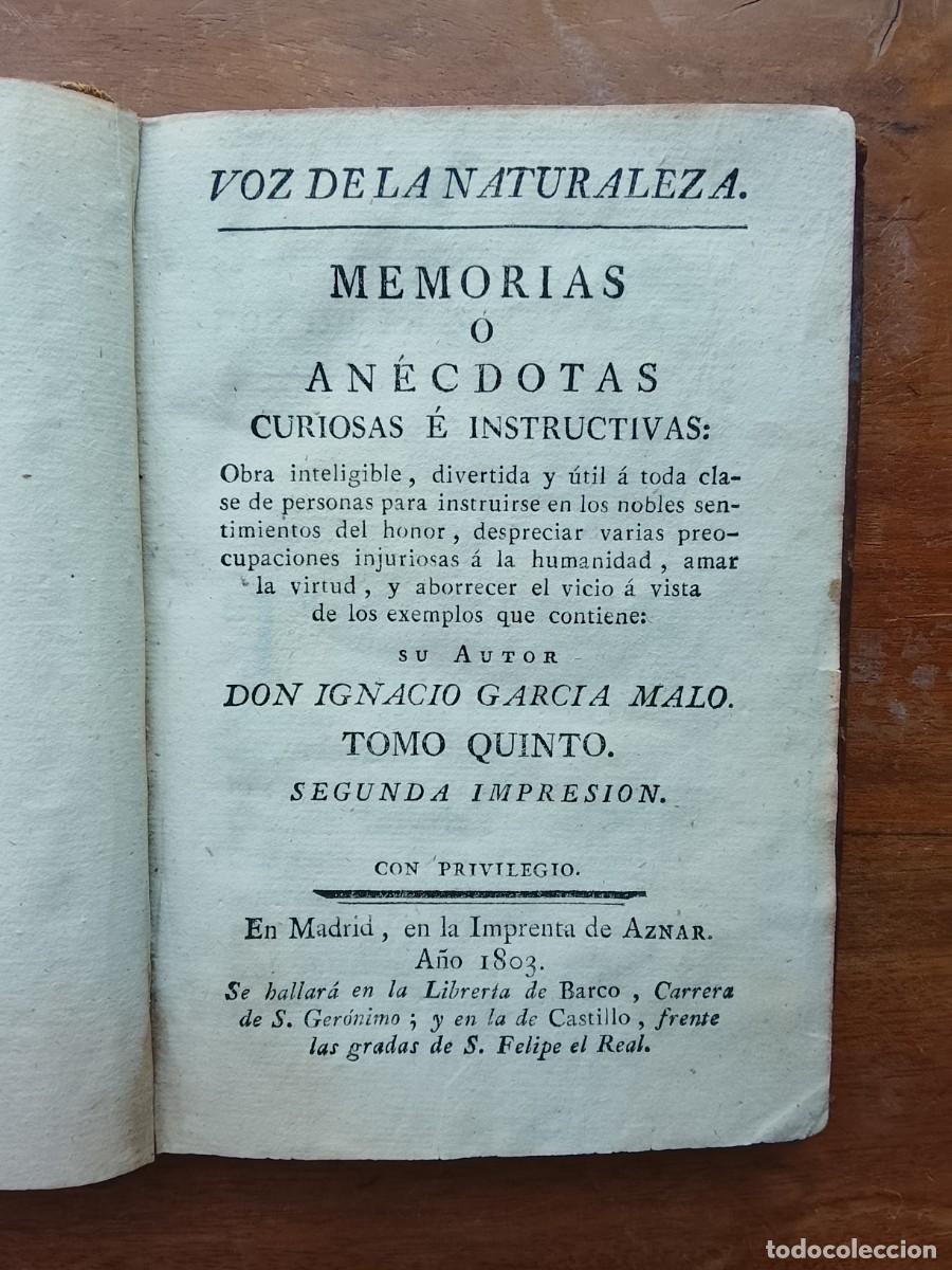 Libros antiguos: Voz de la naturaleza 1803 Madrid - Foto 2