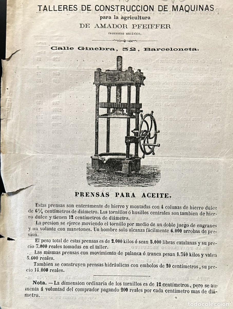 Libros antiguos: PRENSAS para aceite, prensas para vino y zafras. Zaragoza, Madrid y Barcelona, 1880-1890