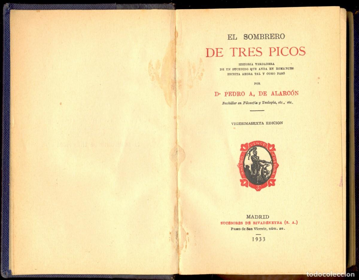 Libros antiguos: ALARC&Oacute;N - EL SOMBRERO DE TRES PICOS - 1933 - Foto 2