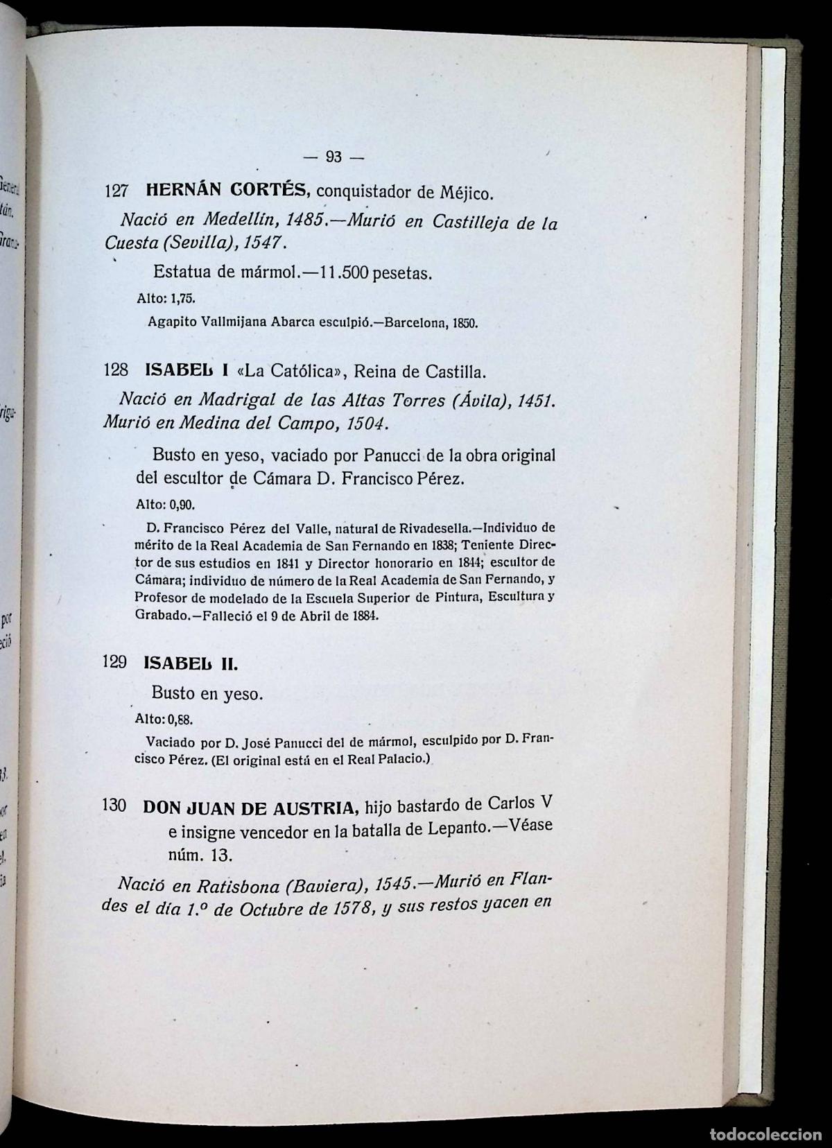 Libros antiguos: CAT&Aacute;LOGO DE LAS OBRAS DE ARTE EXISTENTES EN EL PALACIO DEL SENADO. - Foto 3