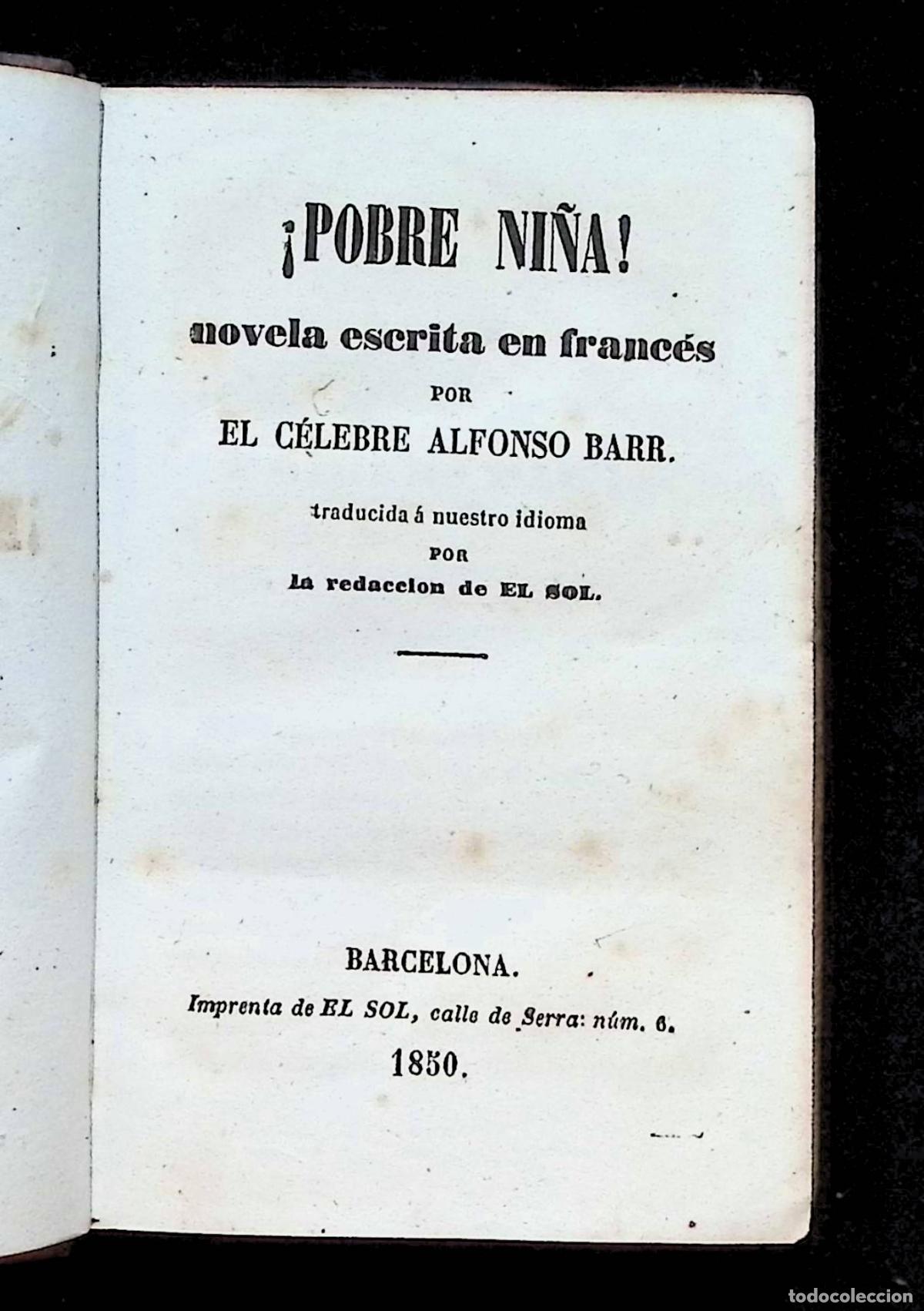 Libros antiguos: &iexcl;POBRE NI&Ntilde;A! NOVELA ESCRITA EN FRANC&Eacute;S. - KARR, Alfonso. 1850.