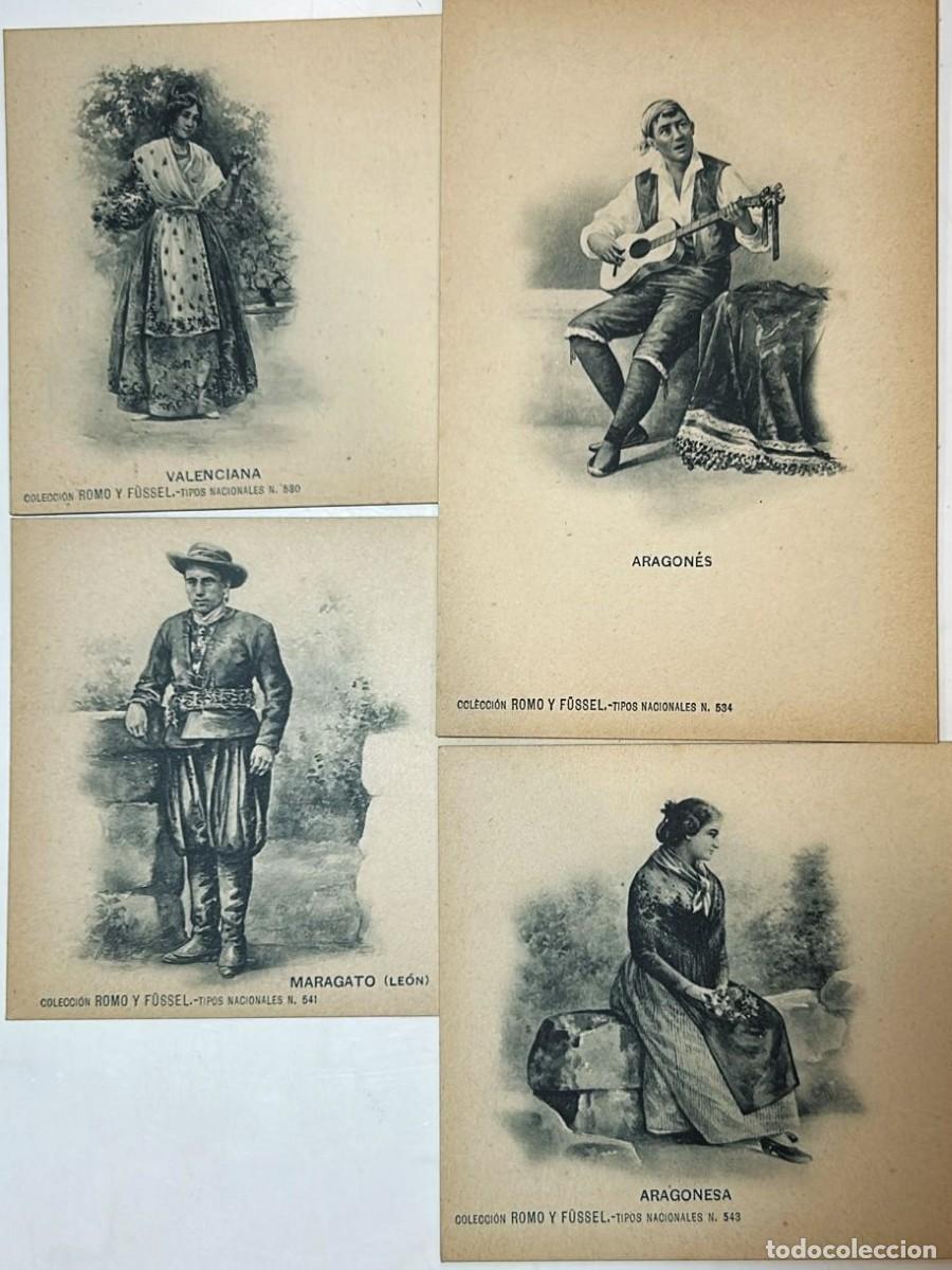 Libros antiguos: COLECCI&Oacute;N Romo y Fussel. Tipos nacionales. 4 postales. Madrid, Hausser y Menet.