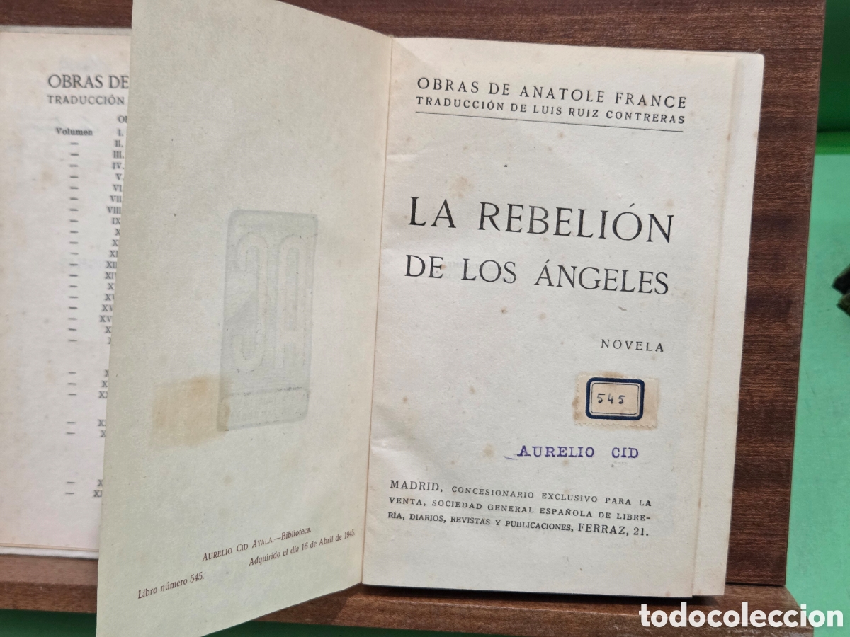 Libros antiguos: ANTIGUO LIBRO...1914...OBRAS DE ANATOLE FRANCE...N&deg;9...&rdquo;&rdquo;LA REBELION DE LOS &Agrave;NGELES&rdquo;&rdquo;...