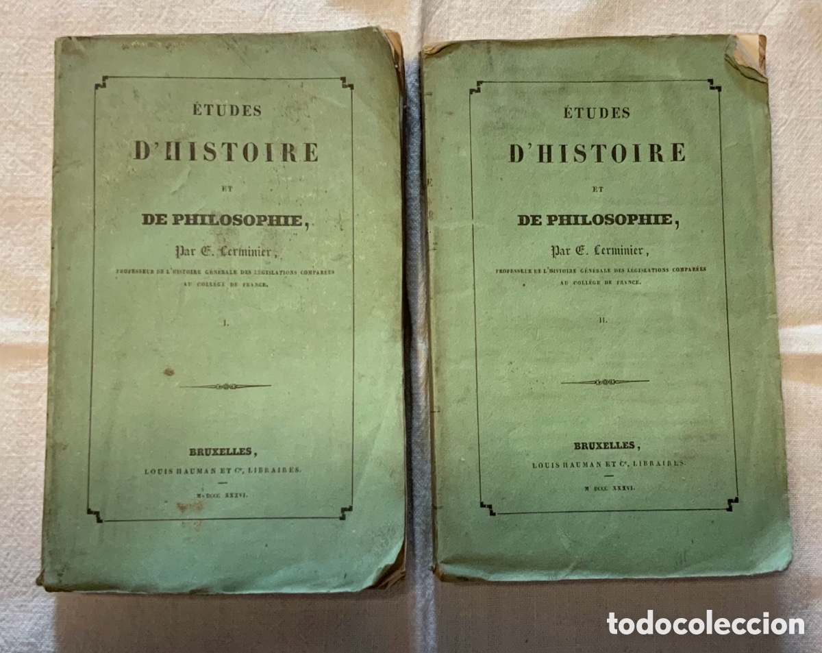 Libros antiguos: &Eacute;tudes d'histoire et de philosophie por E. Cerminier. I y II