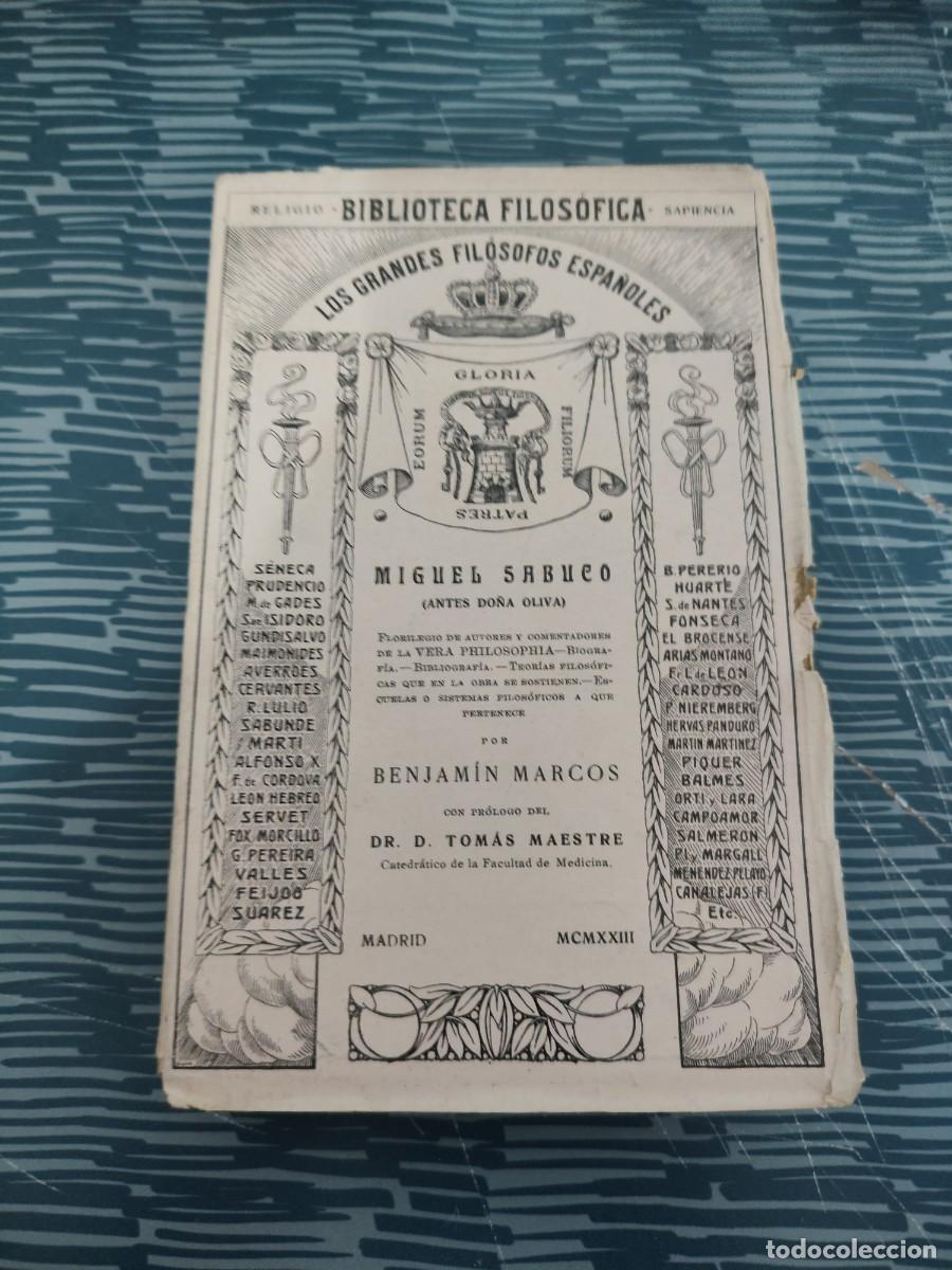Libros antiguos: MIGUEL SABUCO,(ANTES DO&Ntilde;A OLIVA), BENJAMIN MARCOS, MADRID,1923, INTONSO.
