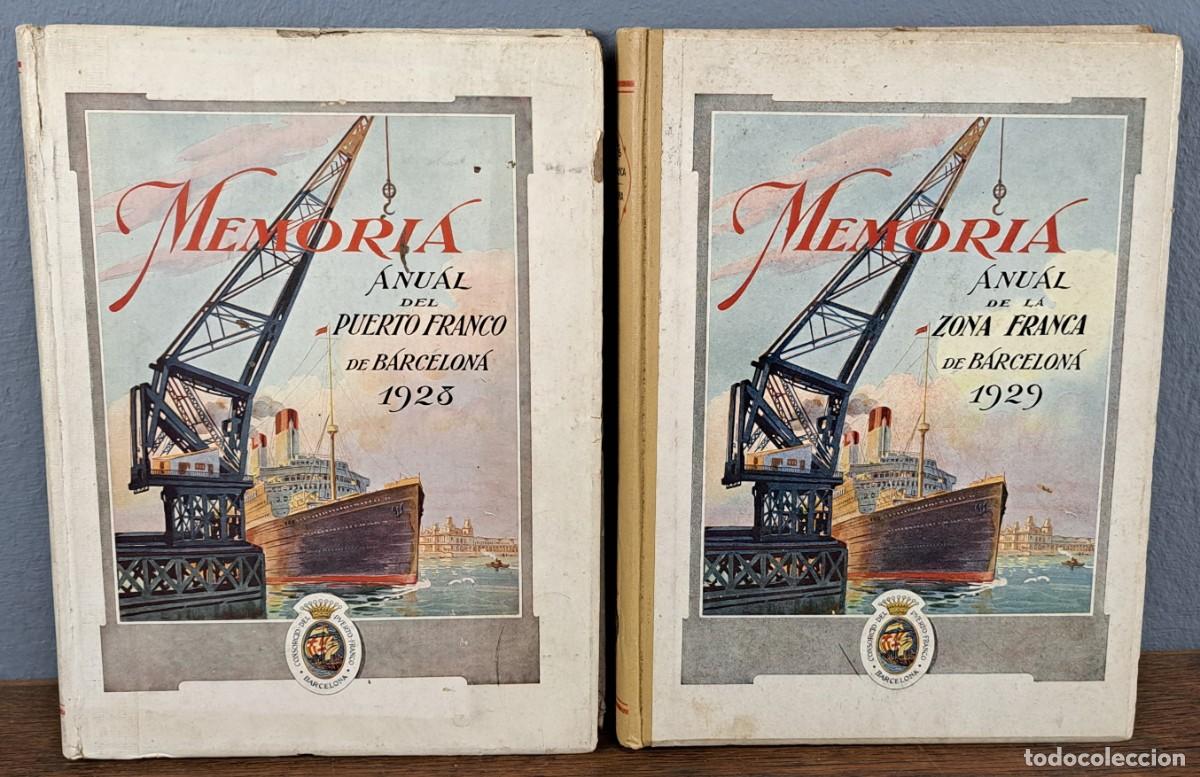 Libros antiguos: Memoria Anual del Puerto de Barcelona, 1928&ndash;1929 (2 vol&uacute;menes)