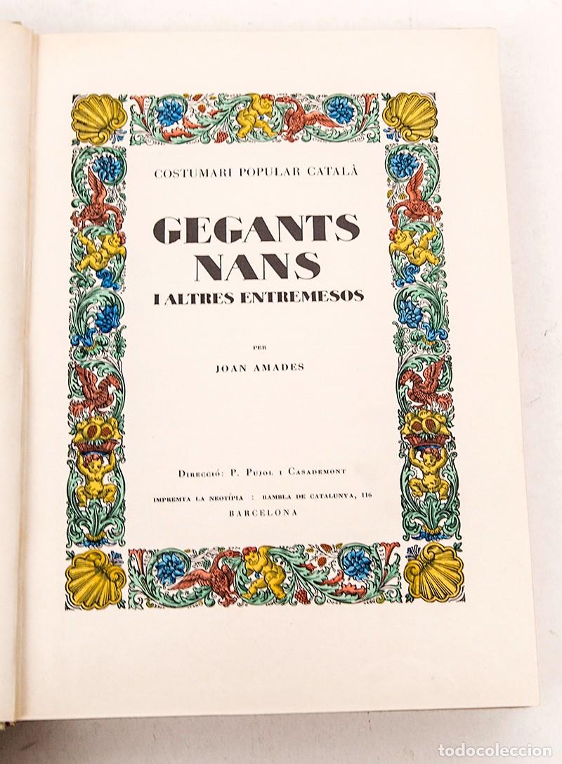 Libros antiguos: GEGANTS I NANS - 1934 - JOAN AMADES - PAPEL JAP&Oacute;N