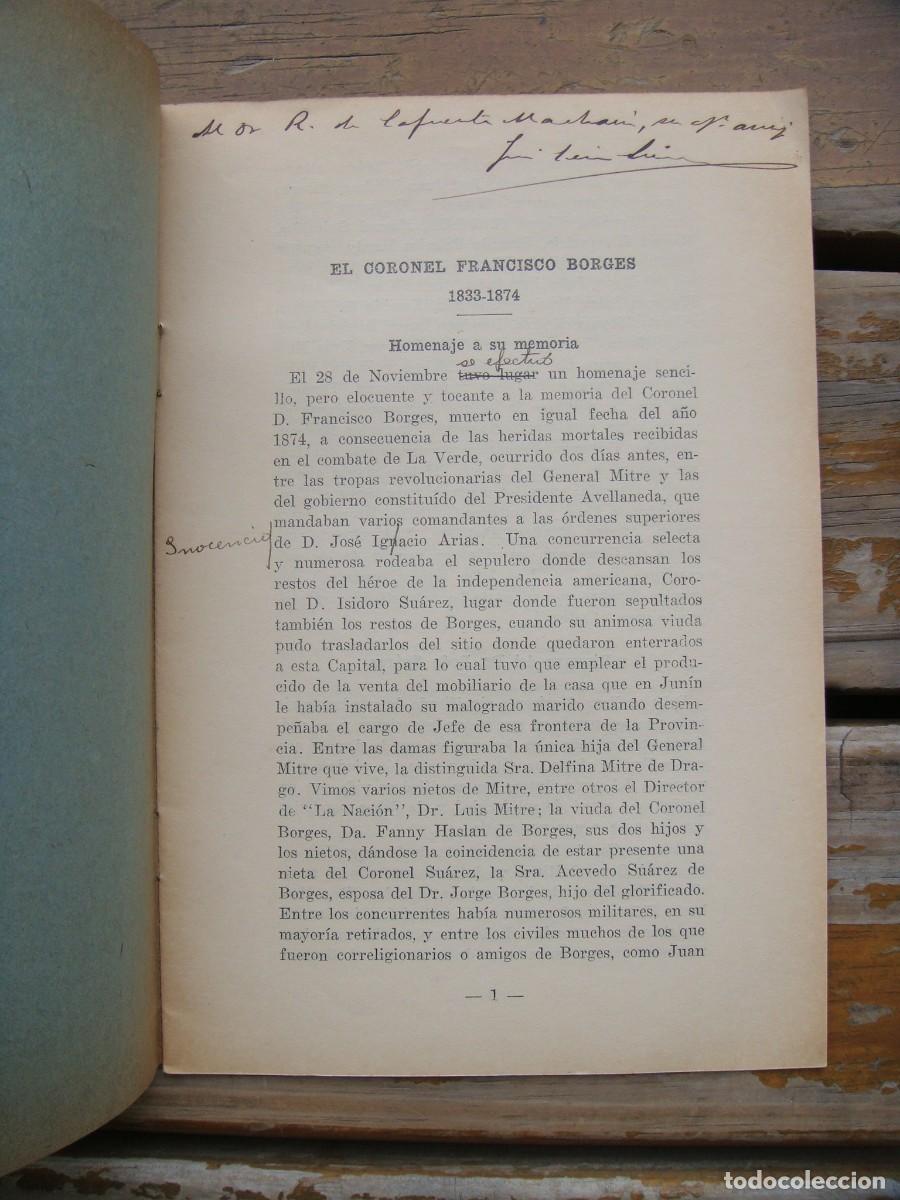 Libros antiguos: Jos&eacute; Le&oacute;n Su&aacute;rez: EL CORONEL FRANCISCO BORGES. (Jorge. Luis Borges) - Foto 2