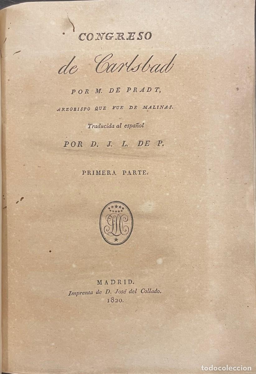Libros antiguos: Congreso de Carlsbad. Abate de Pradt, Dominique Dufour