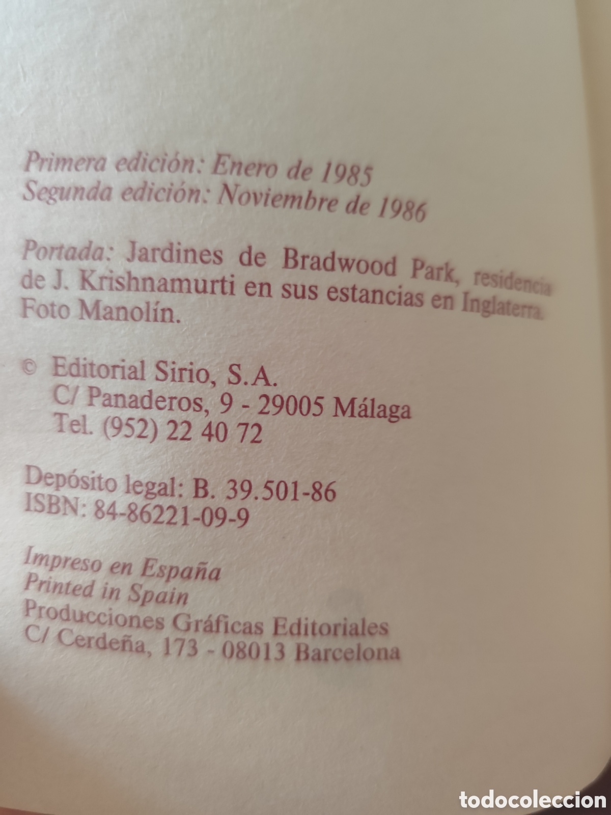Libros antiguos: A los pies del Maestro J. Krishnamurti - Foto 2