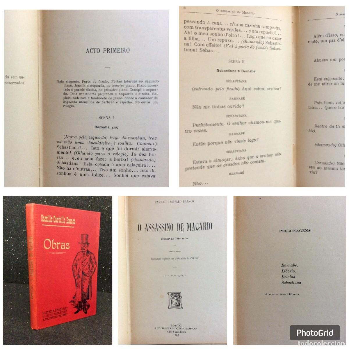 Libros antiguos: Camillo Castello Branco - O assasino de Macario, ano 1903. Rara edi&ccedil;&atilde;o