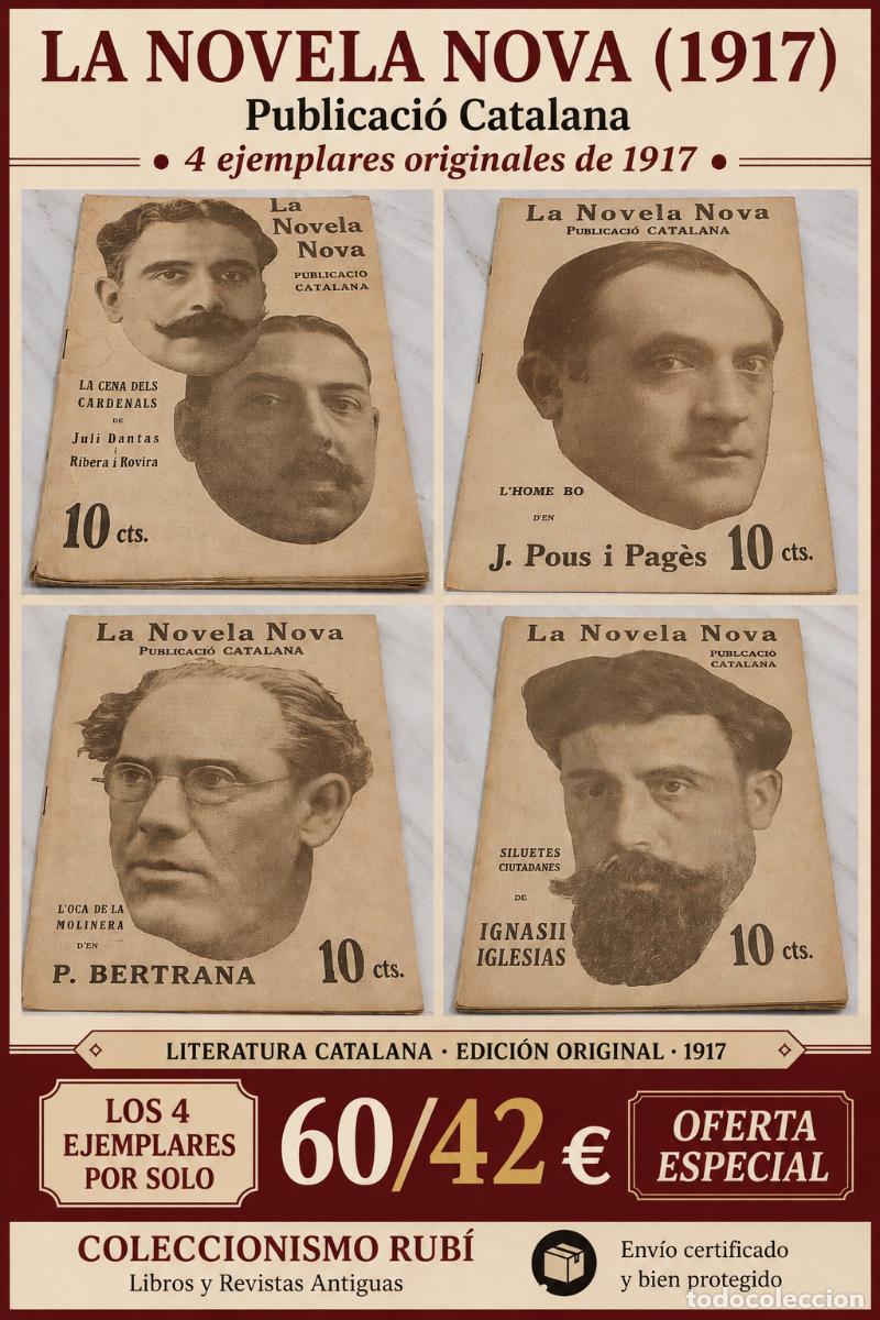 Libros antiguos: LOTE DE 4 EJEMPLARES | LA NOVELA NOVA | 1917 | PRIMER A&Ntilde;O | PUBLICACI&Oacute; CATALANA