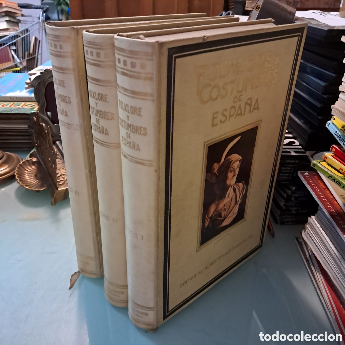 Libros antiguos: Folklore y costumbres de Espa&ntilde;a, Carreras Candi, 1931, 3 tomos