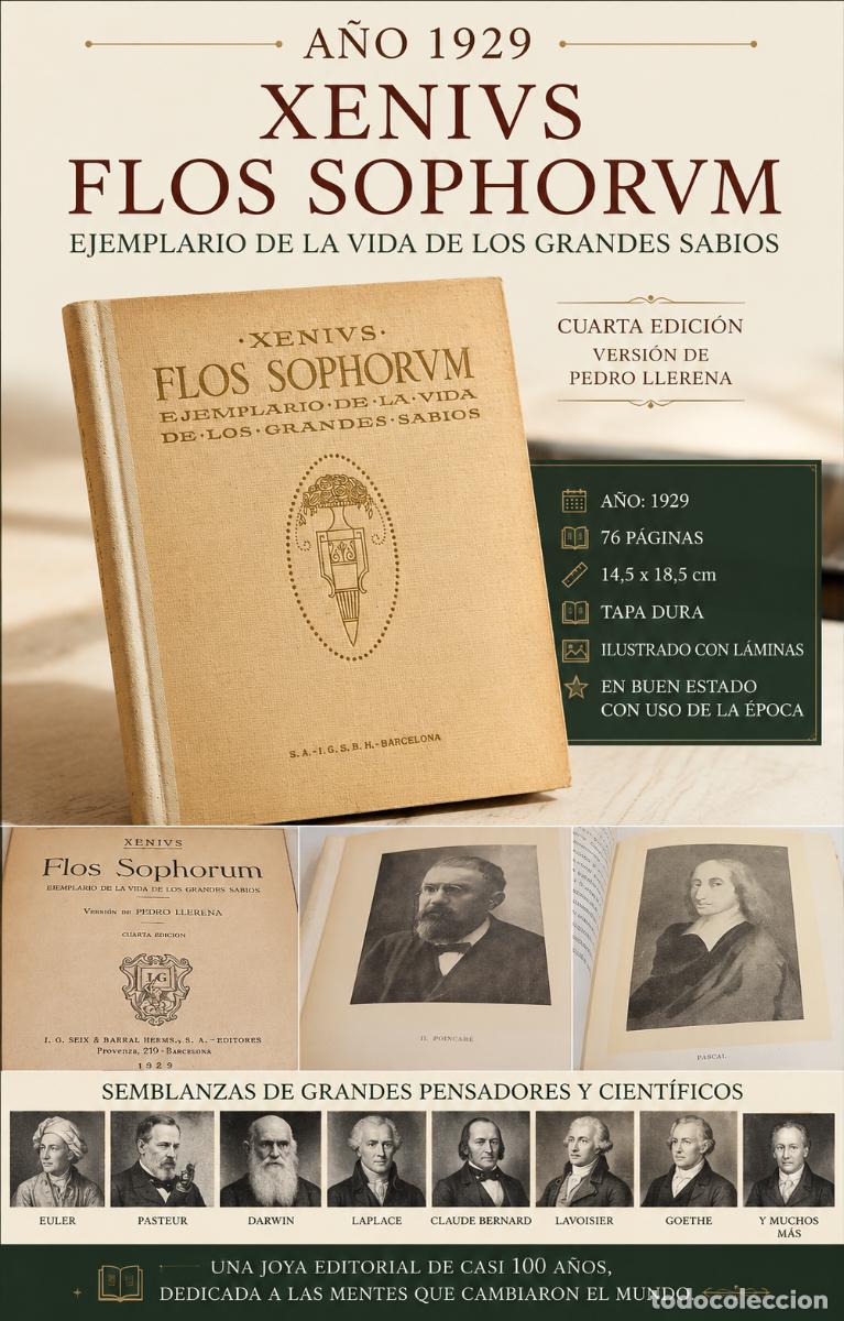 Libros antiguos: A&Ntilde;O 1929 | XENIVS - FLOS SOPHORVM | EJEMPLARIO DE LA VIDA DE LOS GRANDES SABIOS | TAPA DURA