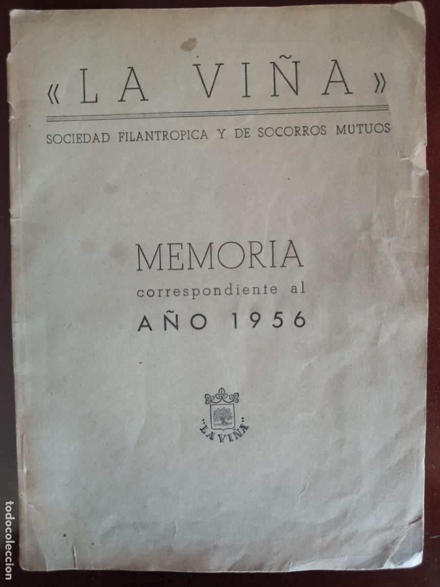 Libros antiguos: &rdquo;La Vi&ntilde;a&rdquo;. Sociedad filantr&oacute;pica y de socorros mutuos. Memoria de 1957. Madrid. Beneficencia