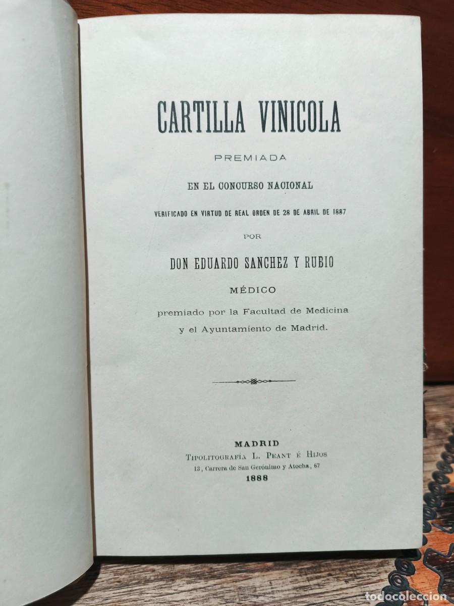 Libros antiguos: Eduardo S&aacute;nchez y Rubio &ndash; Cartilla vin&iacute;cola &ndash; Tipolitograf&iacute;a L. Peant &eacute; Hijos &ndash; 1888