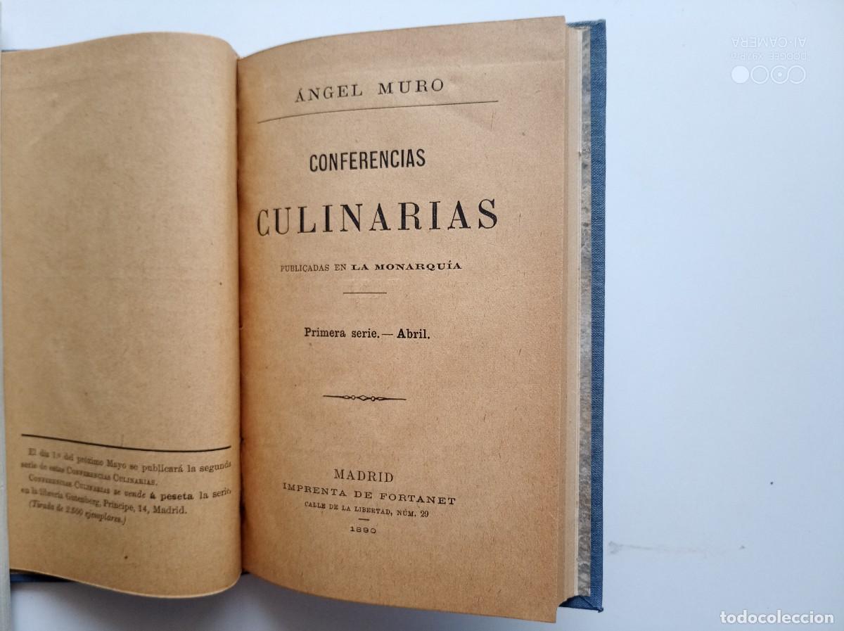 Libros antiguos: ANGEL MURO. CONFERENCIAS CULINARIAS. 1890. 2 TOMOS EN 1 VOLUMEN.